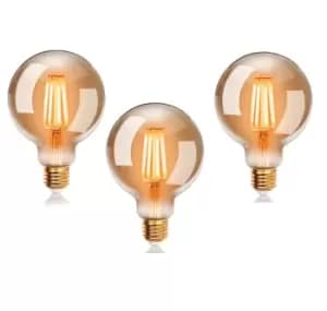 6W Filament Light Bulb E27, Warm White 2200K (Pack of 3)