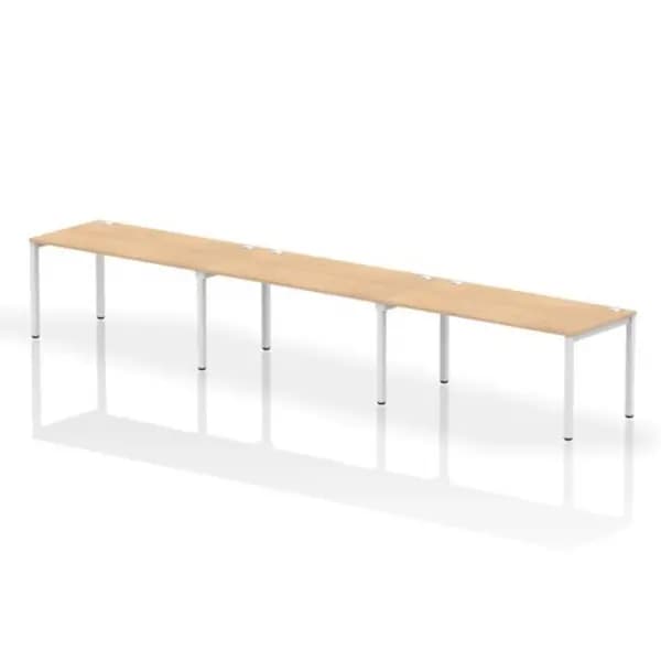 Impulse Bench Single Row 3 Person 1600 White Frame Office Bench Desk Maple
