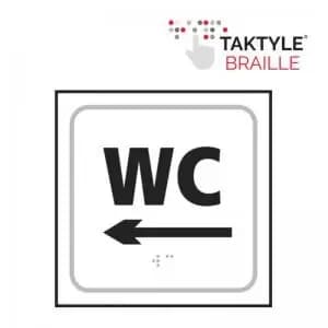 WC Arrow Left’ Sign; Self Adhesive Taktyle; White 150mm x
