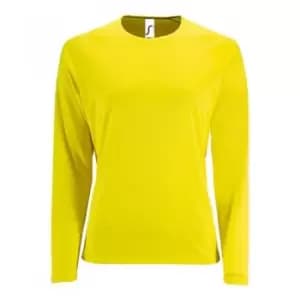 SOLS Womens/Ladies Sporty Long Sleeve Performance T-Shirt (M) (Neon Yellow)