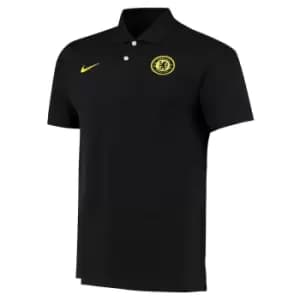 2021-2022 Chelsea Slim Polo Shirt (Black)