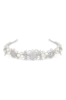 Silver Plated Star And Pearl Tiara