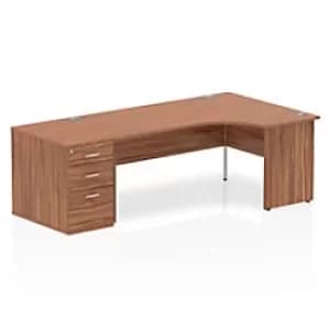 Dynamic Corner Right Hand Desk Walnut MFC Panel End Leg Walnut Frame Impulse 2230/1200 x 800/600 x 730mm