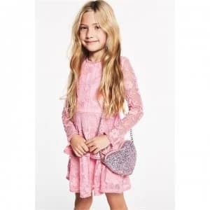 Bardot Long Sleeve Ember Lace Dress - Pink