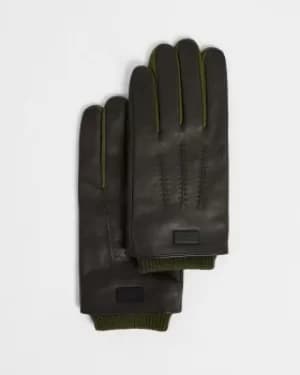 Leather Gloves With Ribbed Cuff
