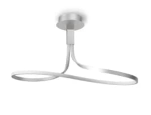 Nur Semi Flush Ceiling 40W LED 3000K, 3200lm, Dimmable Silver, Frosted Acrylic, Polished Chrome