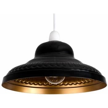 Minisun - Retro Ceiling Pendant Lampshade Gloss Black With Gold Interior
