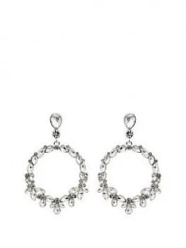 Mood Silver Plated Crystal Forward Facing Pear Shape Droplet Earring