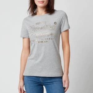 Superdry Womens Vl Luster T-Shirt - Grey Marl - UK 14