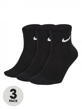 Nike Everyday 3pk Ankle Socks - Black, Size S, Women