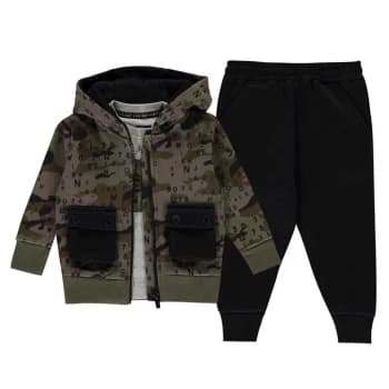 Firetrap 3 Piece Jogger Set Baby Boys - Black Camo