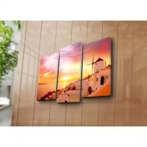 3PATK-80 Multicolor Decorative Canvas Painting (3 Pieces)