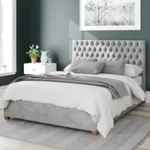 Aspire Monroe Upholstered Ottoman Bed Kimyo Linen Silver King
