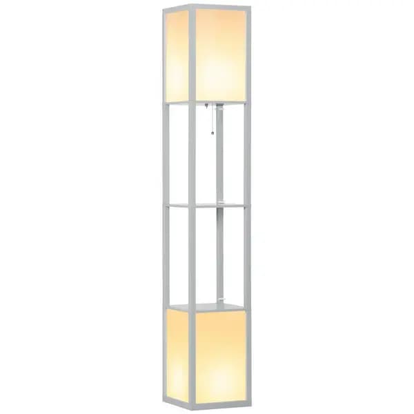HOMCOM Shelf Floor Lamp With Dual Light For Living Room Bedroom Black