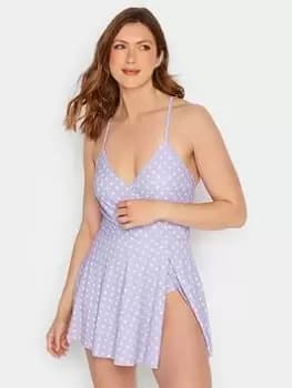 Long Tall Sally Lilac Spot Skirted Swimsuit, Purple, Size 10, Women