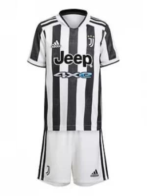 adidas Juventus 20/21 Home Mini Kit, White/Black, Size 3-4 Years
