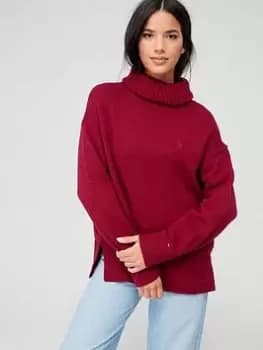 Tommy Hilfiger Wool Blend Roll-nk Sweater - Red, Red Size M Women