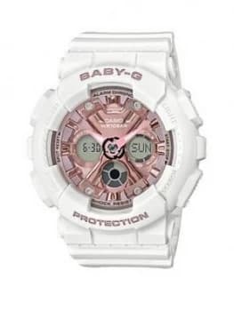 Casio Casio Baby G Rose Gold Chronograph Dial White Resin Strap Ladies Watch