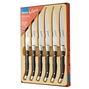 Amefa Virgule Steak Knife Set 6 Piece Black