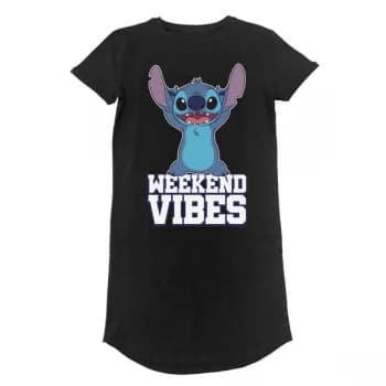 Lilo And Stitch - Weekend Vibes Womens Large T-Shirt Dress - Black