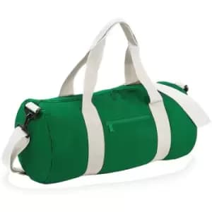 Bagbase Plain Varsity Barrel / Duffle Bag (20 Litres) (One Size) (Kelly Green/Off White) - Kelly Green/Off White