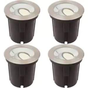 4 PACK Stainless Steel IP67 Ground Light - 16.5W Warm White Tilting Head LED
