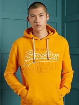 Superdry Vintage Logo Embossed Hoodie, Gold Size M Men