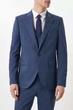 Slim Fit Blue Semi Plain Suit Jacket