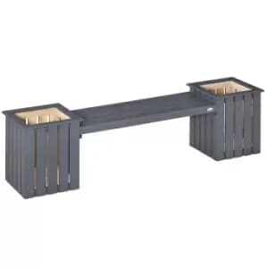 Outsunny 2 Seater Wooden Garden Planter & Bench Combination (192 x 43 x 50 cm) - Grey