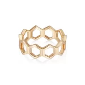 Rings 18ct Gold Plate Open Hexagon Band Ring 18ct Gold Plate
