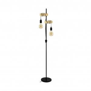 Eglo Townshend Hung Floor Lamp - Black and Oak
