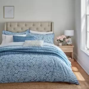 Katie Piper Cotton Be Still Foliage Blue Bedding Set -Single