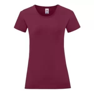 Fruit Of The Loom Womens/Ladies Iconic T-Shirt (L) (Burgundy)