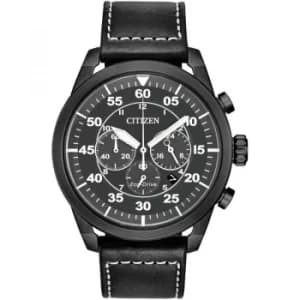 Mens Citizen Eco-drive Sport Strap Wr100 Chronograph Stainless Steel Watch