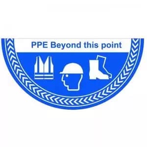 PPE Beyond This Point Floor Graphic adheres to most smooth clean flat