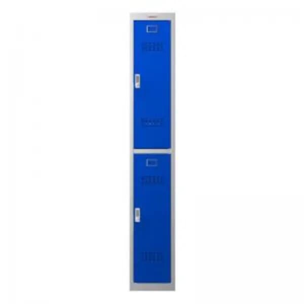 Phoenix PL Series 1 Column 2 Door Personal Locker Grey Body Blue Doors EXR87287PH