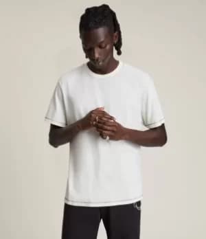 AllSaints Mens Beamer Crew T-Shirt, Cloudy White, Size: L
