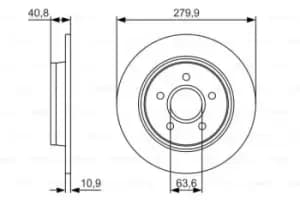 Bosch 0986479S49 Rear Axle Solid Brake Disc Set Replaces 1223568