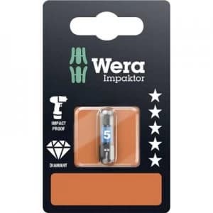 Wera 840/1 IMP DC Impaktor Bits SB SiS Hex bit 5mm Tool steel alloyed, DLC coated D 6.3