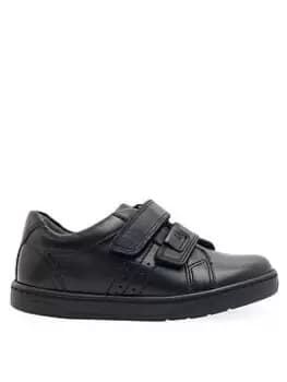 Start-rite Boys Explore Leather Double Riptape Trainer School Shoes - Black Leather, Size 10.5 Younger