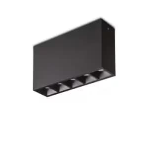 Lika Rectangle 5 Light Surface Mounted Downlight Black 13.5cm 4000K