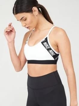 Nike Training Indy Logo Sports Bra - White, Size L, Women