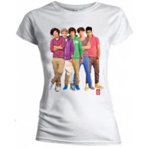 One Direction Group Standing Colour Skinny Wht TS: Large