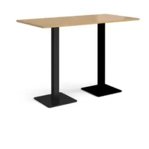 Brescia rectangular poseur table with flat square Black bases 1600mm x 800mm - oak