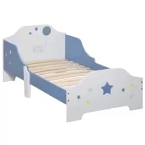 Kids Star Balloon Single Bed Frame With Guardrails Slats Bedroom Furniture