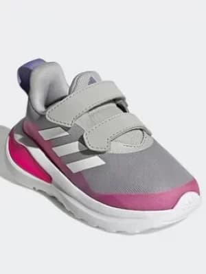 adidas Fortarun Double Strap Running Shoes, Grey/White/Pink, Size 4