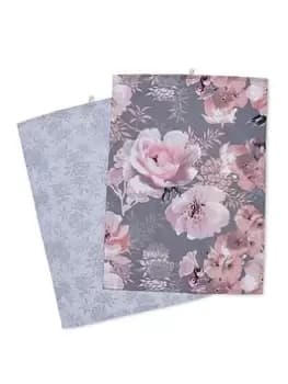 Catherine Lansfield Dramatic Floral Set Of 2 Tea Towels