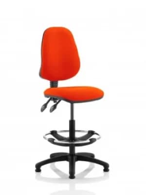 Eclipse II Lever Task Operator Chair Orange Fully Bespoke Colour With Hi Rise Draughtsman Kit