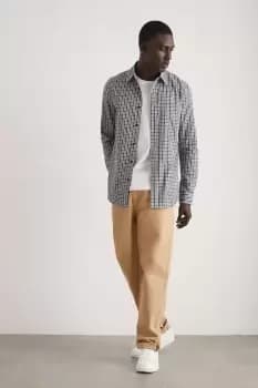 Mens Blue Check Long Sleeve Shirt