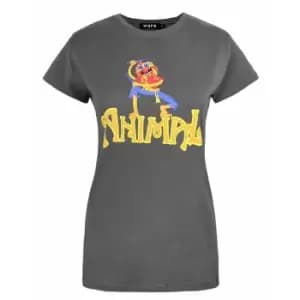 Worn Womens/Ladies Animal Drummer The Muppets T-Shirt (L) (Charcoal)